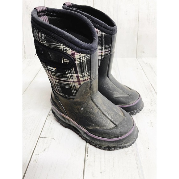 Bogs Black and Purple Kids Boots - Picture 1 of 11